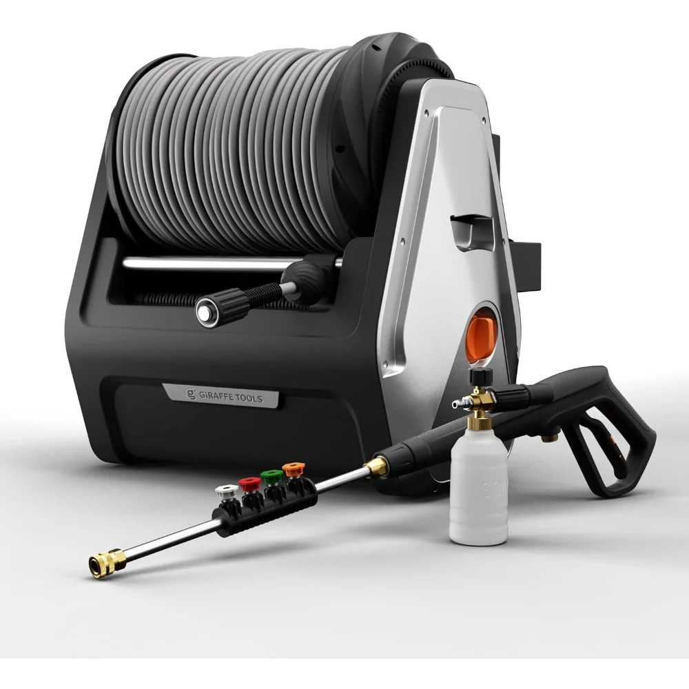 

Giraffe Tools Grandfalls Pressure Washer Plus+, Electric Wall Mounted Power Washer with 100FT Replaceable Pressure Hose