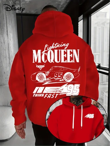 Imagen 2 del producto Sudadera con capucha Disney Motors Lightning McQueen - Película oficial No. 95 Sudadera tipo jersey para hombre, jersey lavable a máquina