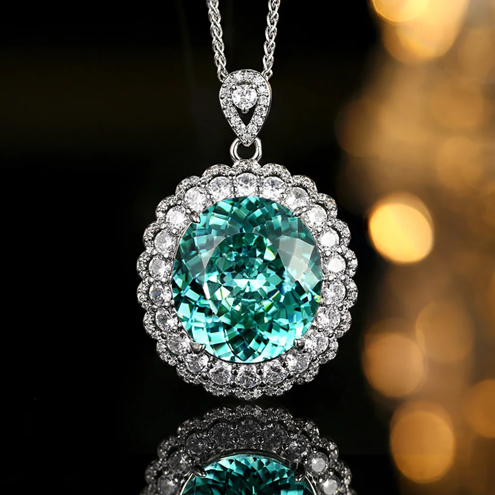 Retro 18*18mm Green Tourmaline Lab Diamond Jewelry Sets Ring Pendant Necklace for Women Cocktail Party Fine Set Anniversary Gift