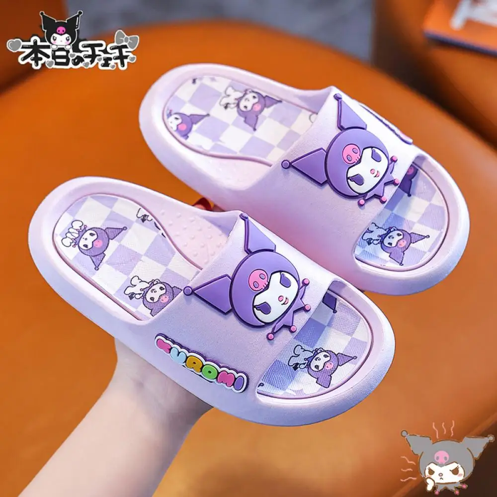 Kawaii Sanrioed Kuromi Women Slippers My Melody Cinnamoroll Anime Cute Summer Girls Student Bathroom Bathing Anti-Slip Sandals