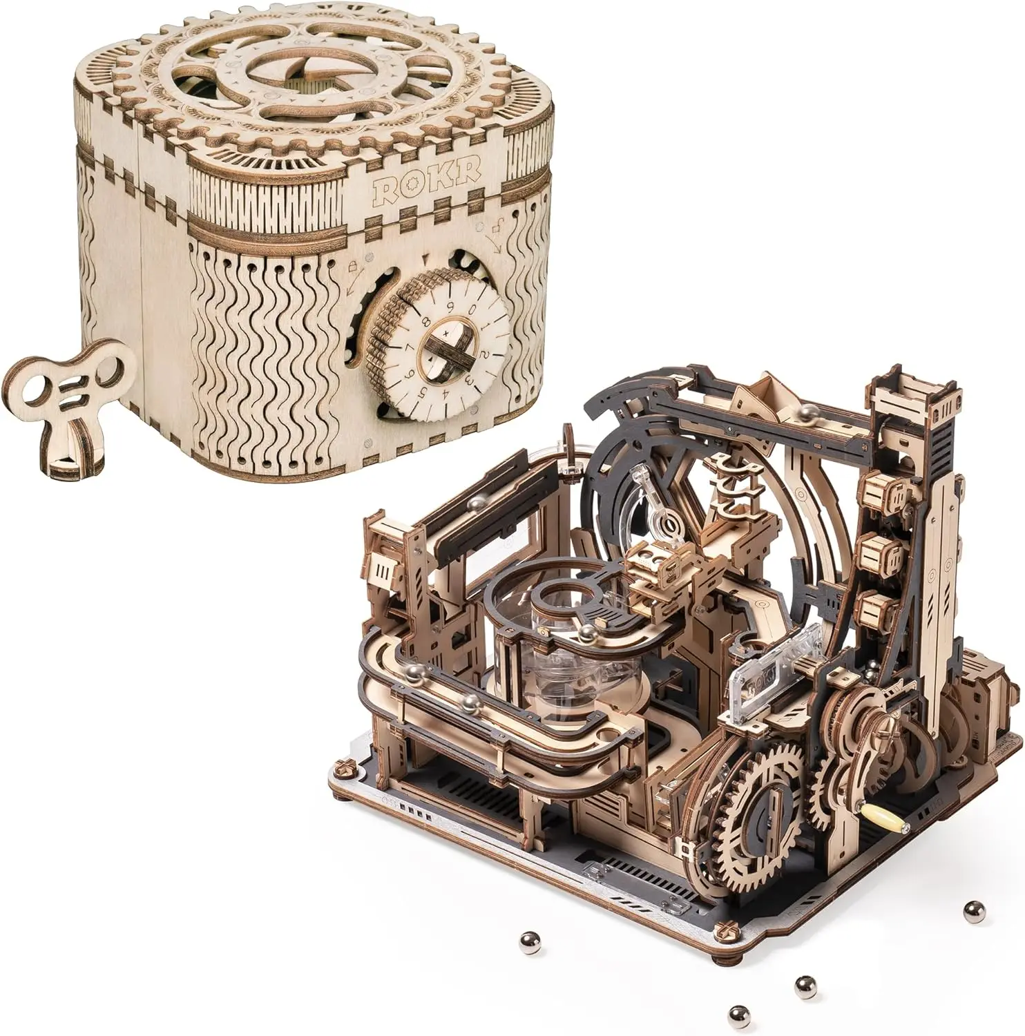 

3D Puzzles for Adults Electric Model Kits Marble Spaceport LGC01+ Treasure Box Model DIY Brain Teaser LK502