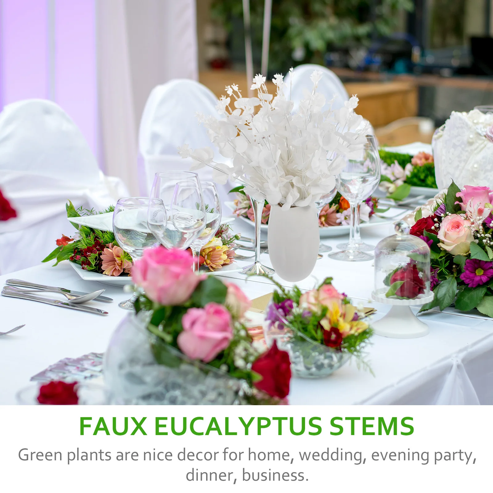 

3Pcs Fake Eucalyptus Stems Artificial Leaf Faux Greenery Decoration Home Wedding Dinner Party Bouquet Fake Eucalyptus