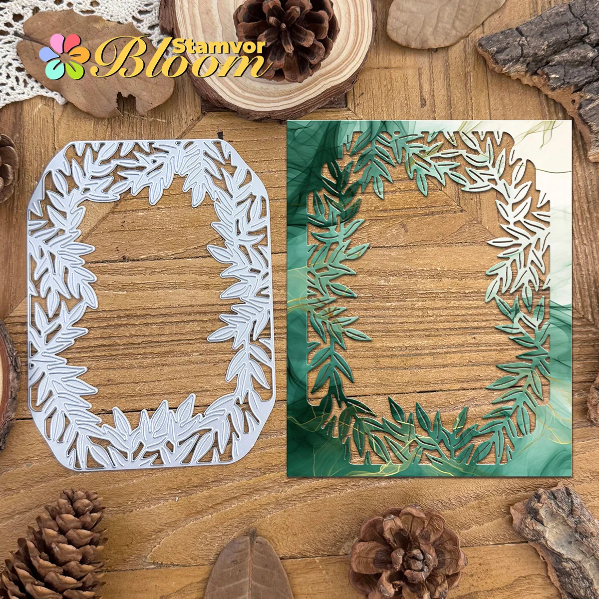 Jolies feuilles Branches forêt cadres fond métal matrices de découpe Scrapbooking gaufrage décoratif