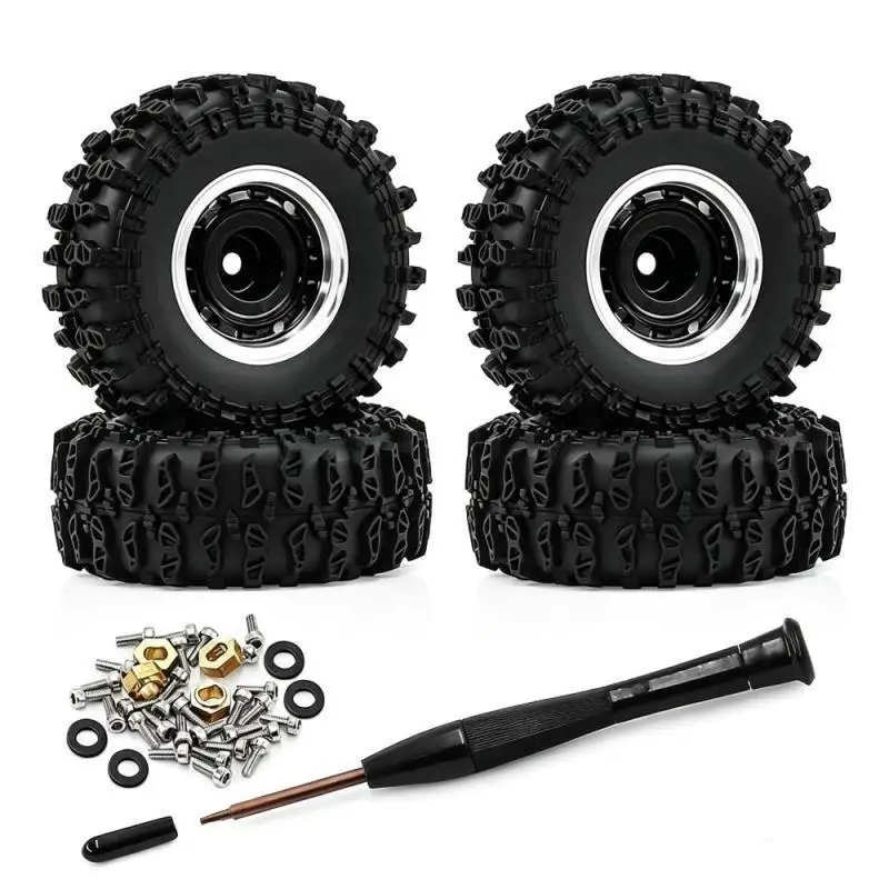 4Pcs 40mm Rubber OffRoad Tyre for SC-X30 K10 Ascent32 D419 RC Car, with Screws & Screwdriver(3 Colors Available)