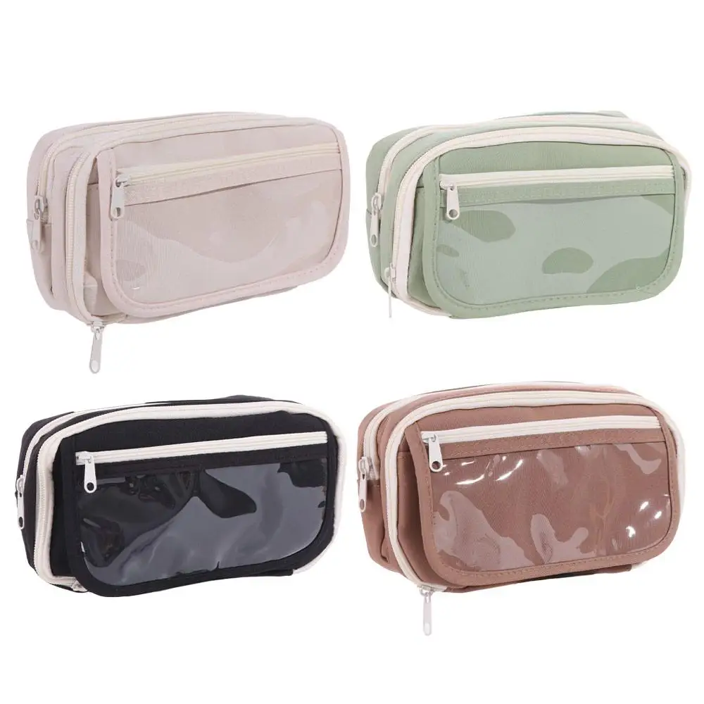 

Aesthetic 9 Layers Pencil Bag Good Looking Canvas Large Capacity Pencil Bag Capybara Panda Student Stationery Storage Bag