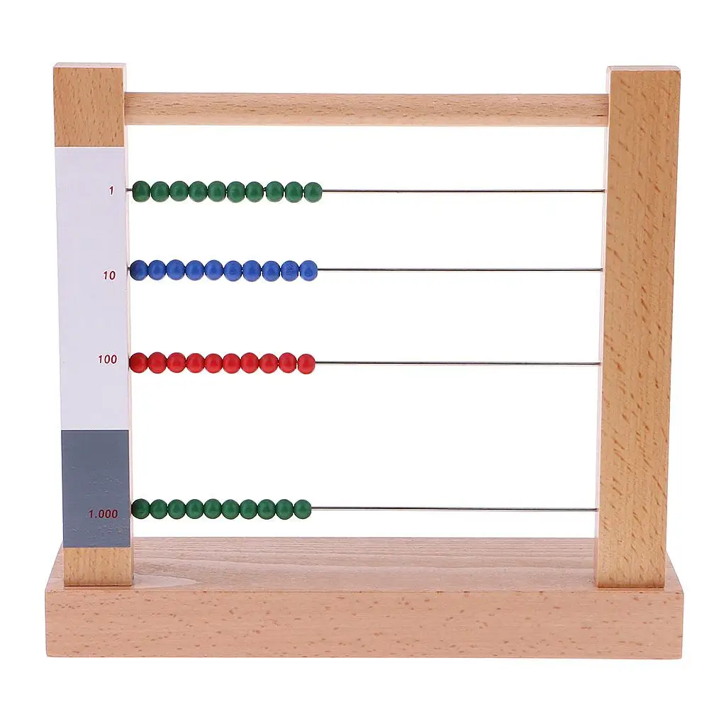 Montessori Brinquedo de madeira para crianças, materiais matemáticos,-1-1000