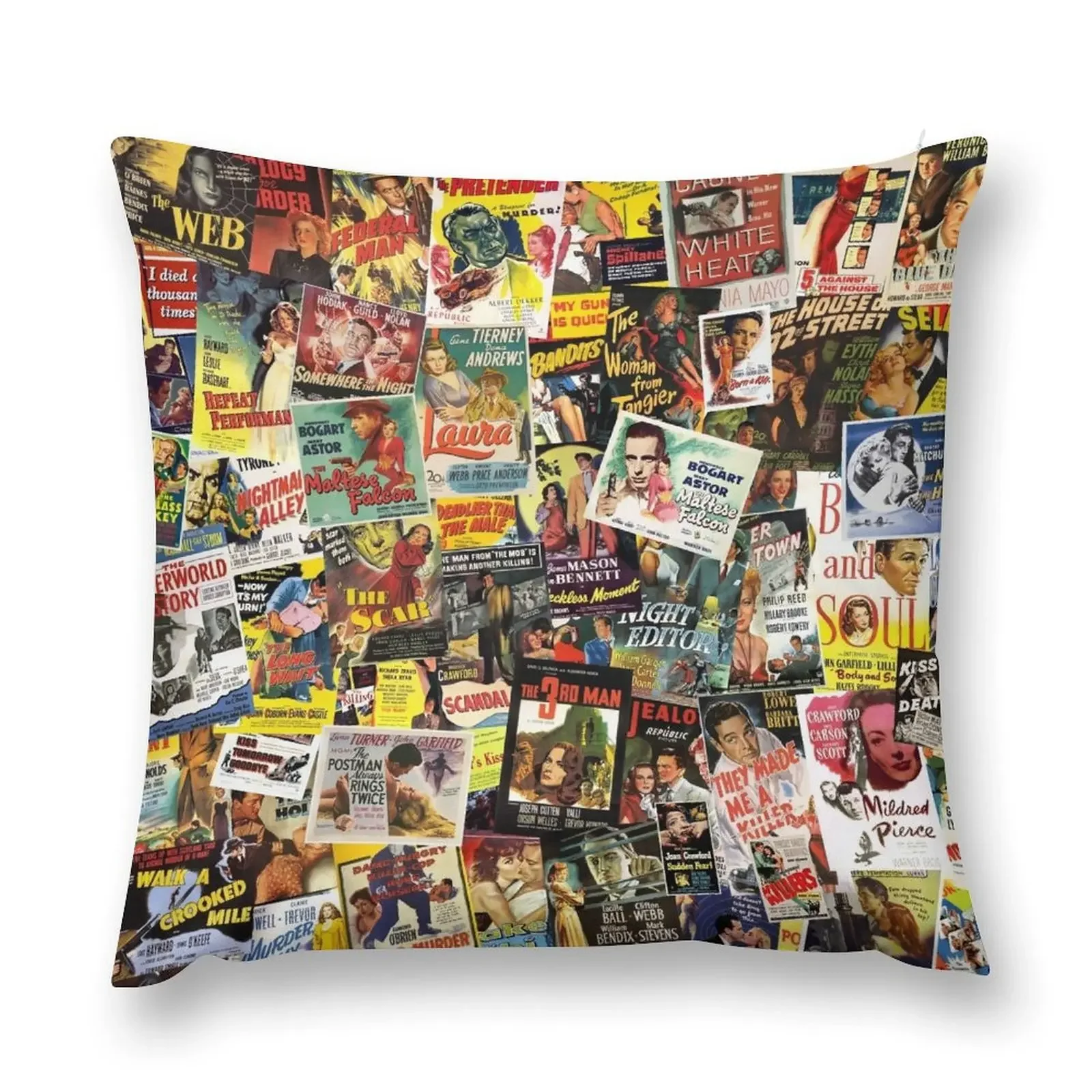 Film Noir Poster Collage Throw Pillow luxury decor Pillow Decor pillow