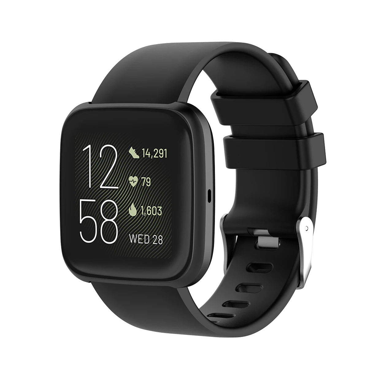 سوار ساعة ذكية لـ Fitbit Versa 2 ، سوار رياضي ، سوار معصم مقاوم للماء ، أسود