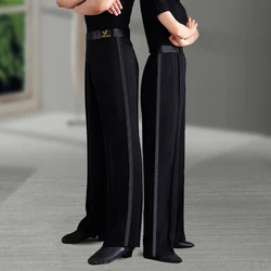 Men Latin Dance Pants Black Side Trousers Male Ballroom Tango Cha Cha Salsa Dancing Clothes Competition Performance Wear DN4203