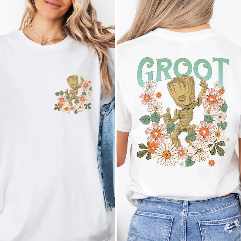 قميص Groot Flower Garden Shirt Baby Groot Vacation Shirts Guardians of the Galaxy Shirts I Am Groot Sweatshirt