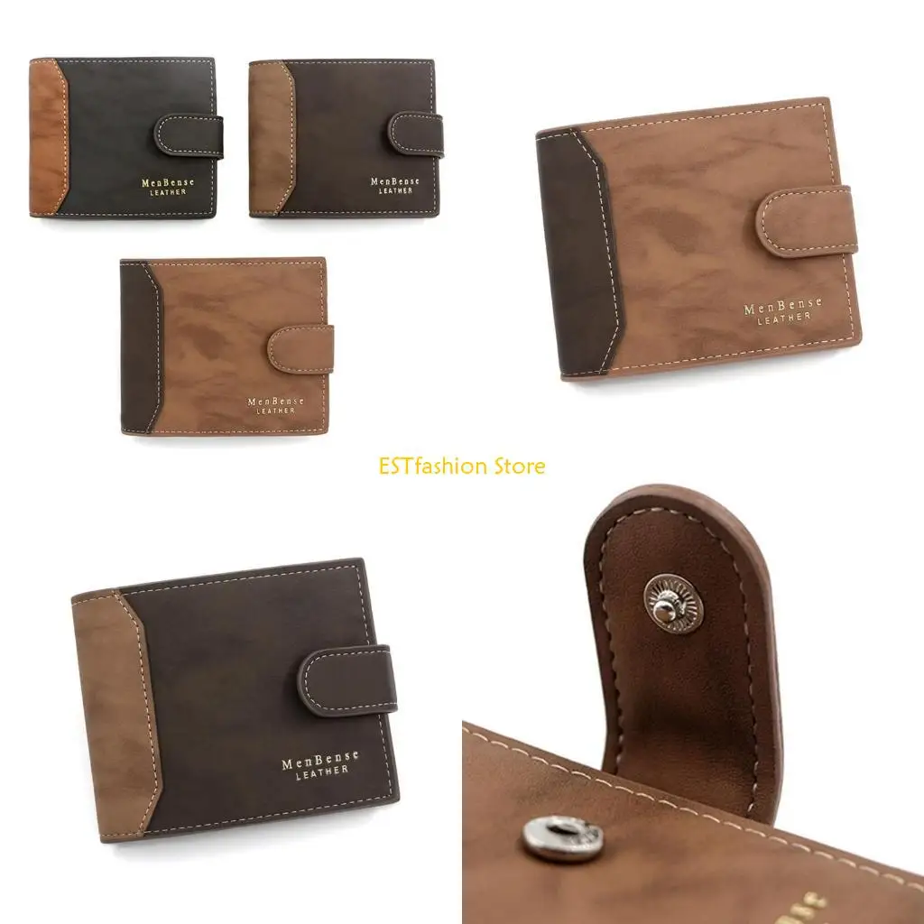 

Y5GC PU Leather Credit Card Holder Wallet for Men Trifold Coin Purse Money Bag