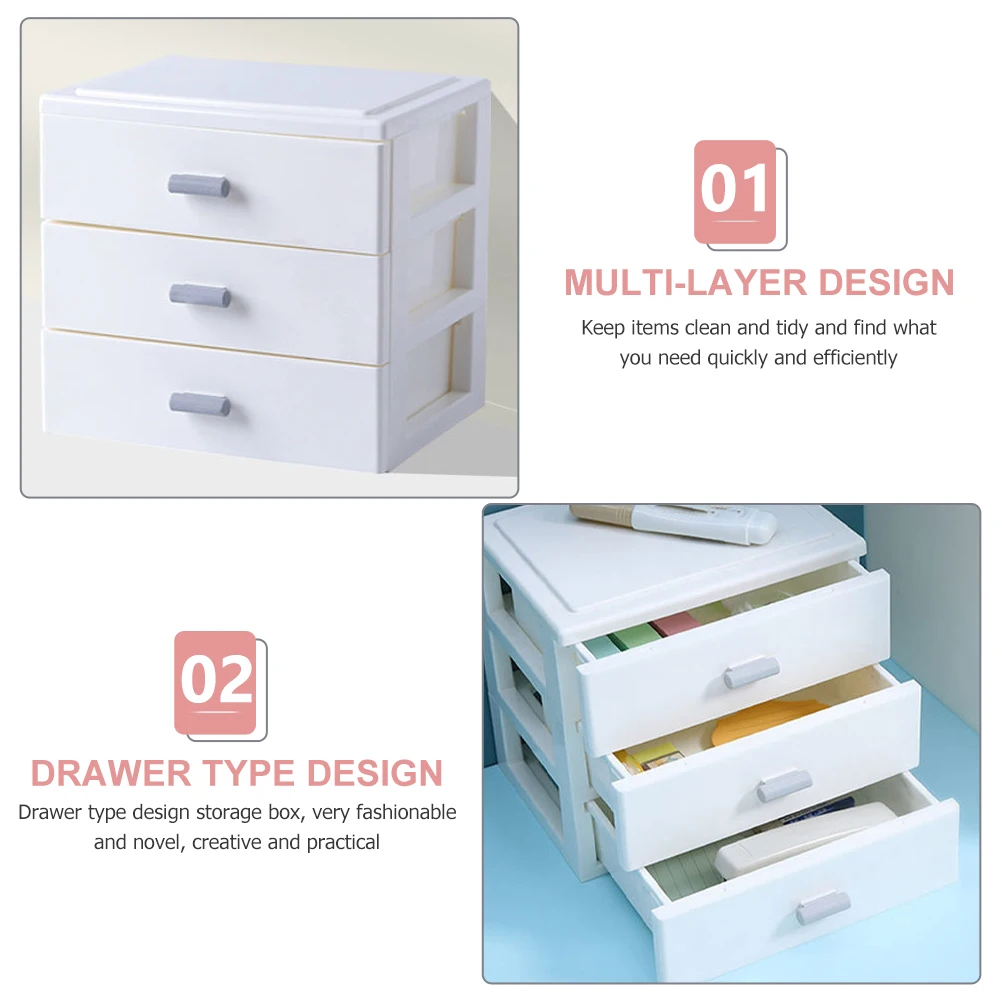 

Three Layer Storage Box Drawer Sundries Organizer Desktop Small Multi-layer Container Pp Tabletop Case Unit Storage