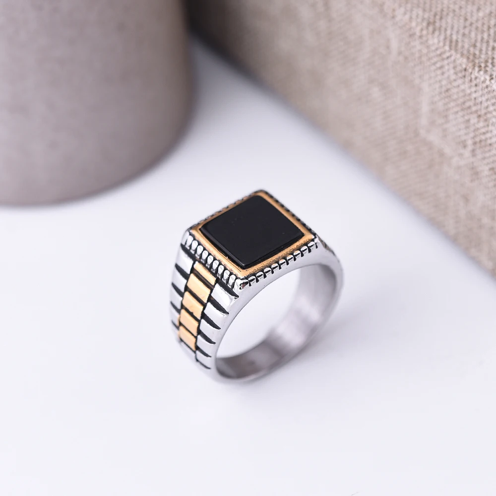 New 316L stainless steel high-quality agate ring, classic, trendy and fashionable