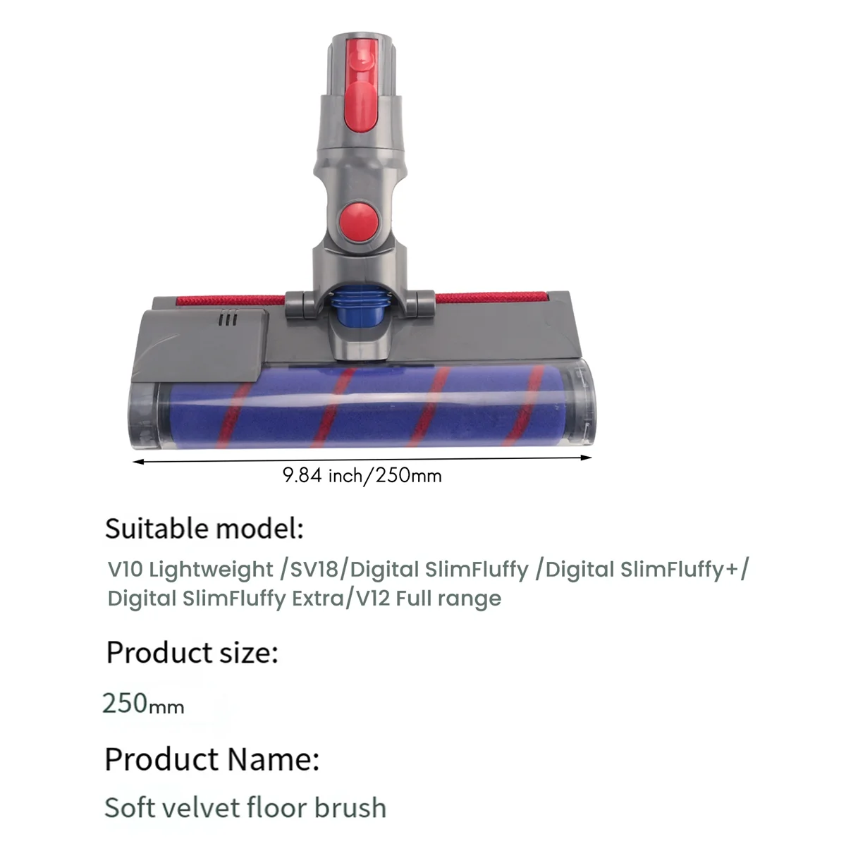 Peças sobresselentes de substituição do aspirador, Acessórios da cabeça do esfregão do assoalho, Escova elétrica do rolo, Dyson V10Slim, V12, SV18