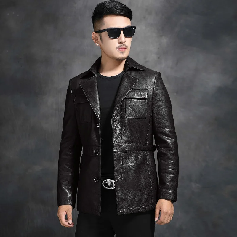 

Leather Cowhide Genuine Jacket Men 100% Real Cow Leather Coat Motorcycle Jacket Men Windbreaker Hommes Veste -1318