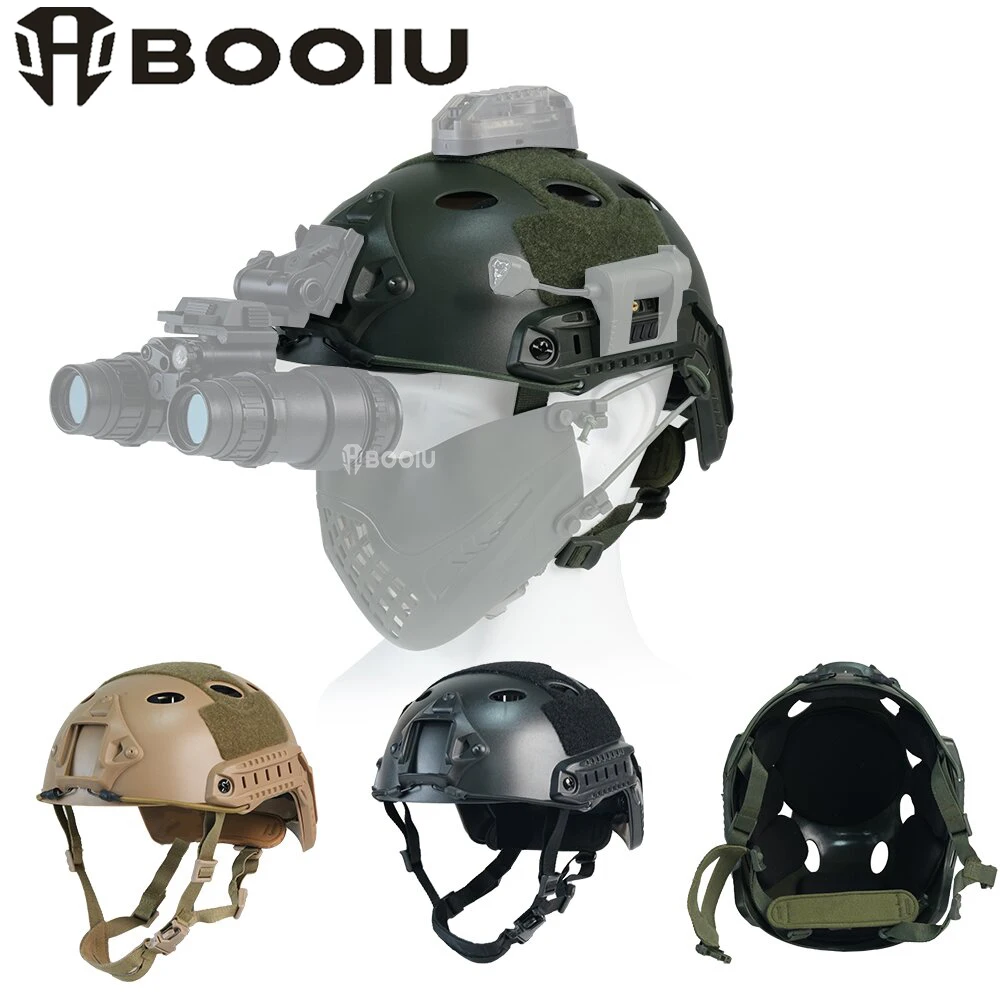 

BOOIU Tactical Fast PJ/MH Helmets ABS 4-Point Suspension Adjustable Head Circumference Outdoor Paintball CS Protective Equipment