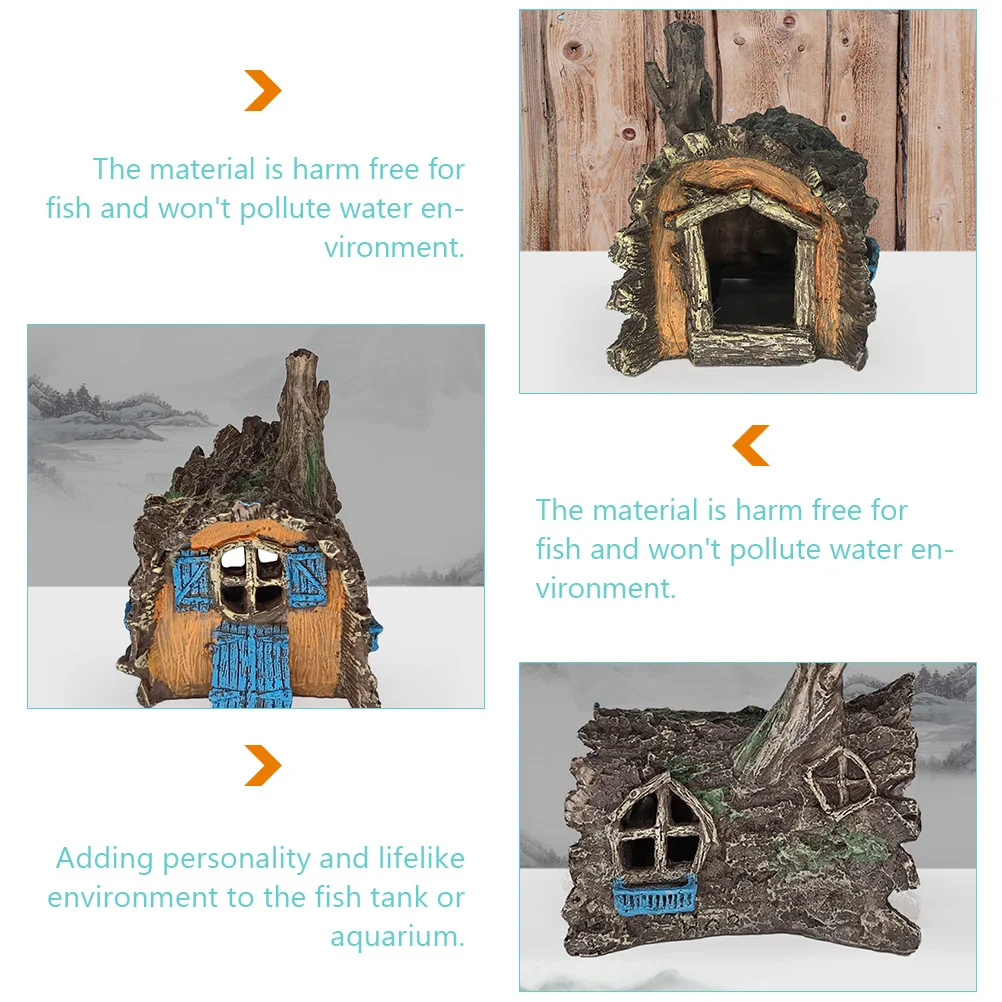 

Aquarium Cave Decor Fish Tank Landscape Adornment Natural Resin Material Non Fading Underwater Fish Hideaway Shrimp Breeding