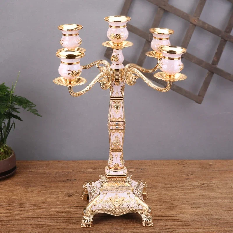 

PEANDIM 5-arms Metal Candle Holders Luxury Tabletop Candelabra Wedding Party Centerpieces Candlestick For Home Decor Candelabrum