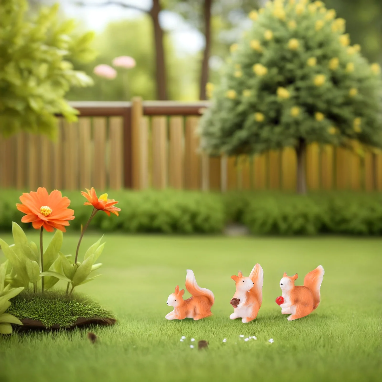 

8Pcs Moss Plant Ornaments Resin Miniature Squirrel Decor for Fairy Garden Bonsai Landscape Micro Ornaments Home Office