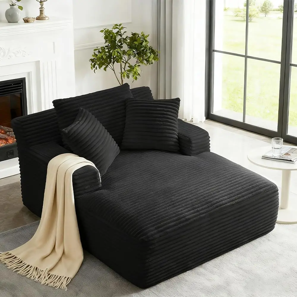 

Oversized Chaise Lounge Sofa, Corduroy Plush Cloud Couch for Reading, Sleeper Chair Bed, Ideal for Small Spaces Living Room Offi
