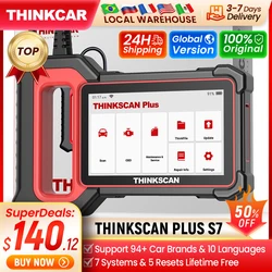 THINKCAR Thinkscan Plus S7, el mejor escáner de coche, escáner OBD2, lector de códigos automotrices profesional, herramienta de diagnóstico de coche DIY, 5 reinicios