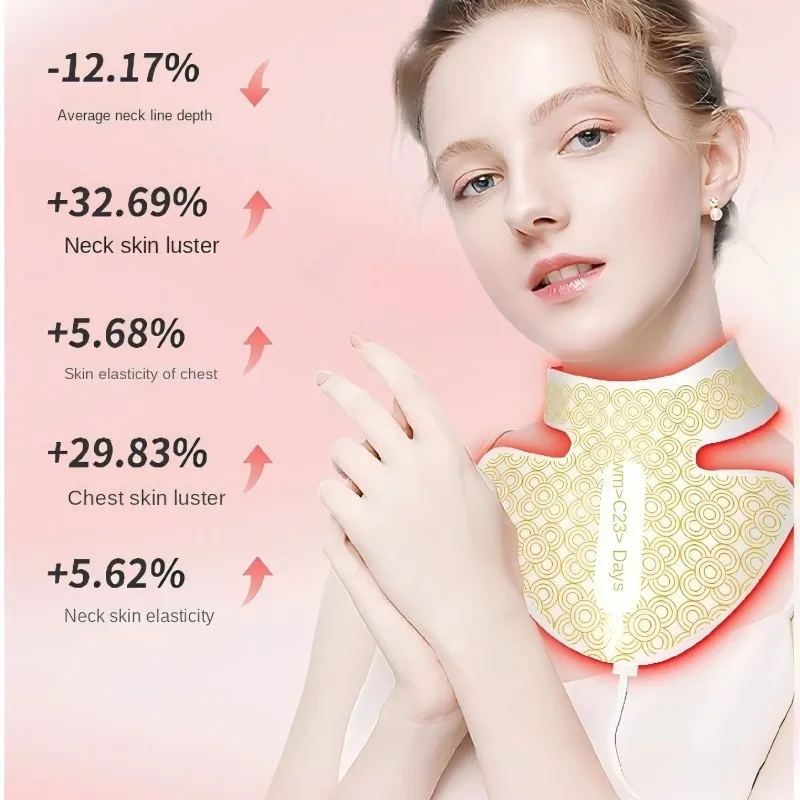 充電式シリコンネックマスク、マルチスペクトルLED光線療法、アンチエイジング、肌の若返り、しわ減少、家庭用