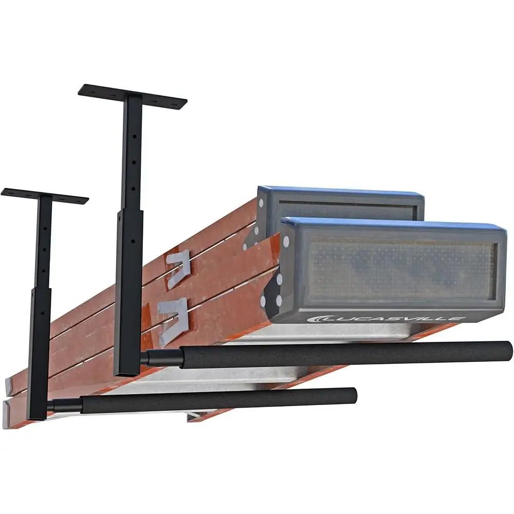 Adjustable Ceiling Rack Kayak Ladder Surfboard Storage Heavy Duty Garage Space Saver Overhead Organizer Easy Install