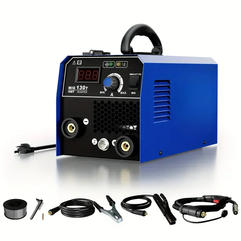 3-in-1 Flux Core Welder, 130A MIG Welder, MIG/Lift TIG/Stick Welding Machine 110v with Synergic Control