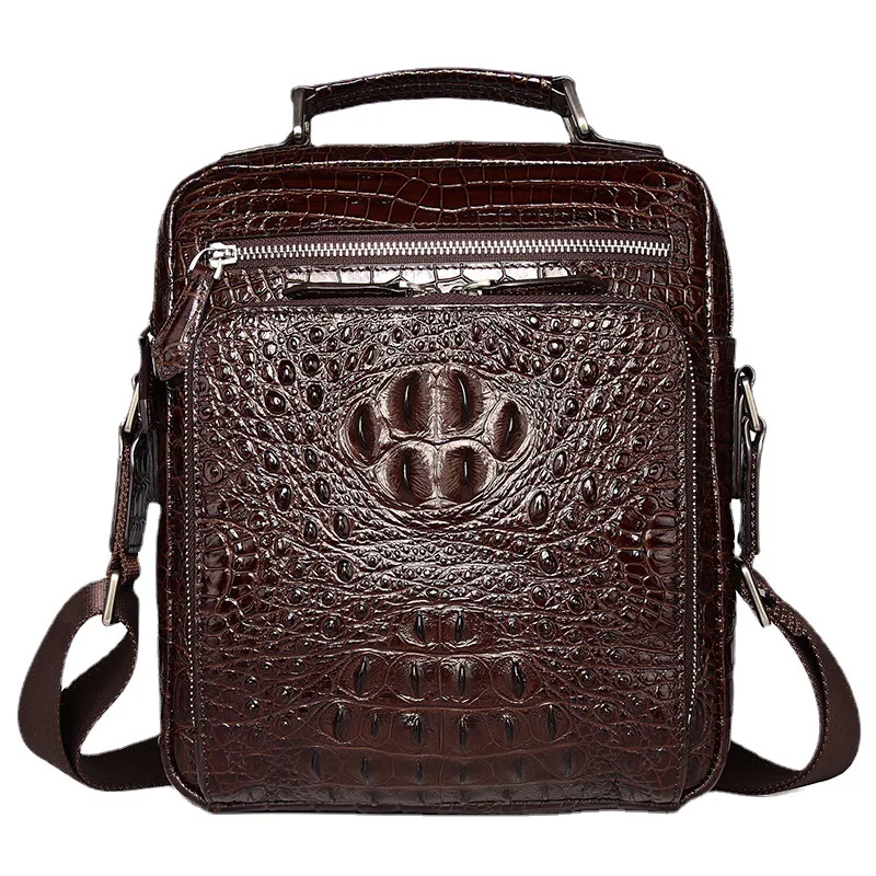 Imagem -06 - Jacaré Homens de Couro Genuíno Crossbody Bolsa Casual Business Leather Mens Messenger Vintage Shoulder Handbags Bags 2023 Novo