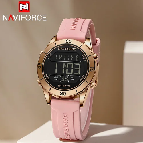 Imagen 1 del producto NAVIFORCE Reloj electrónico de moda para Mujer, Reloj multifunción resistente al agua con pantalla Digital, Reloj deportivo informal para Mujer, Reloj para Mujer