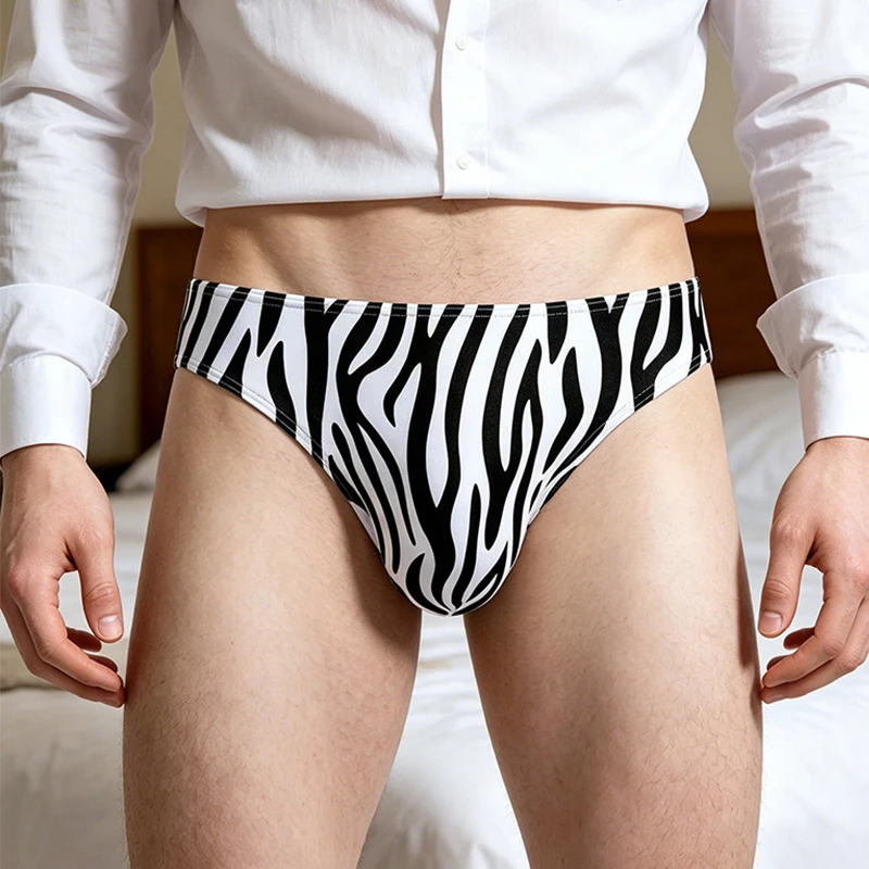 High Quality Modal Men Briefs M-4XL Sexy Breathable Comfortable Big Bulge Pouch Underwear Male Striped Elastic Underpants Undies