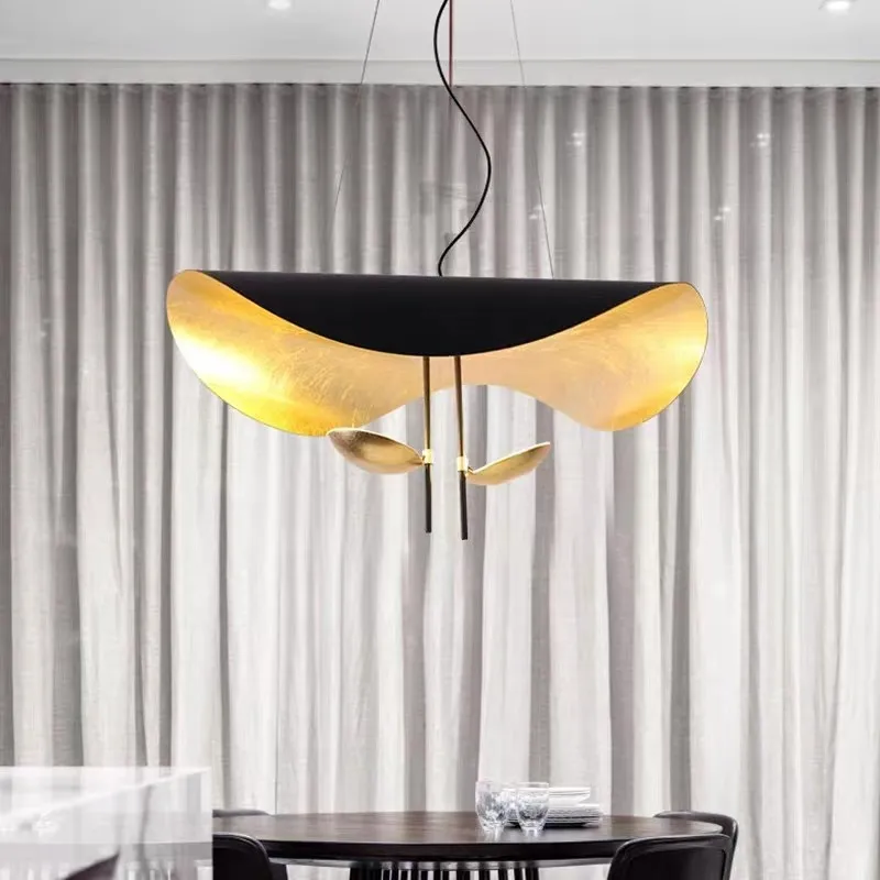 Lederam Manta S1 Pendant lamp Hat Gold curved lamp replica LED retro metal lamp for living room decor Bedroom art lounge Lamp