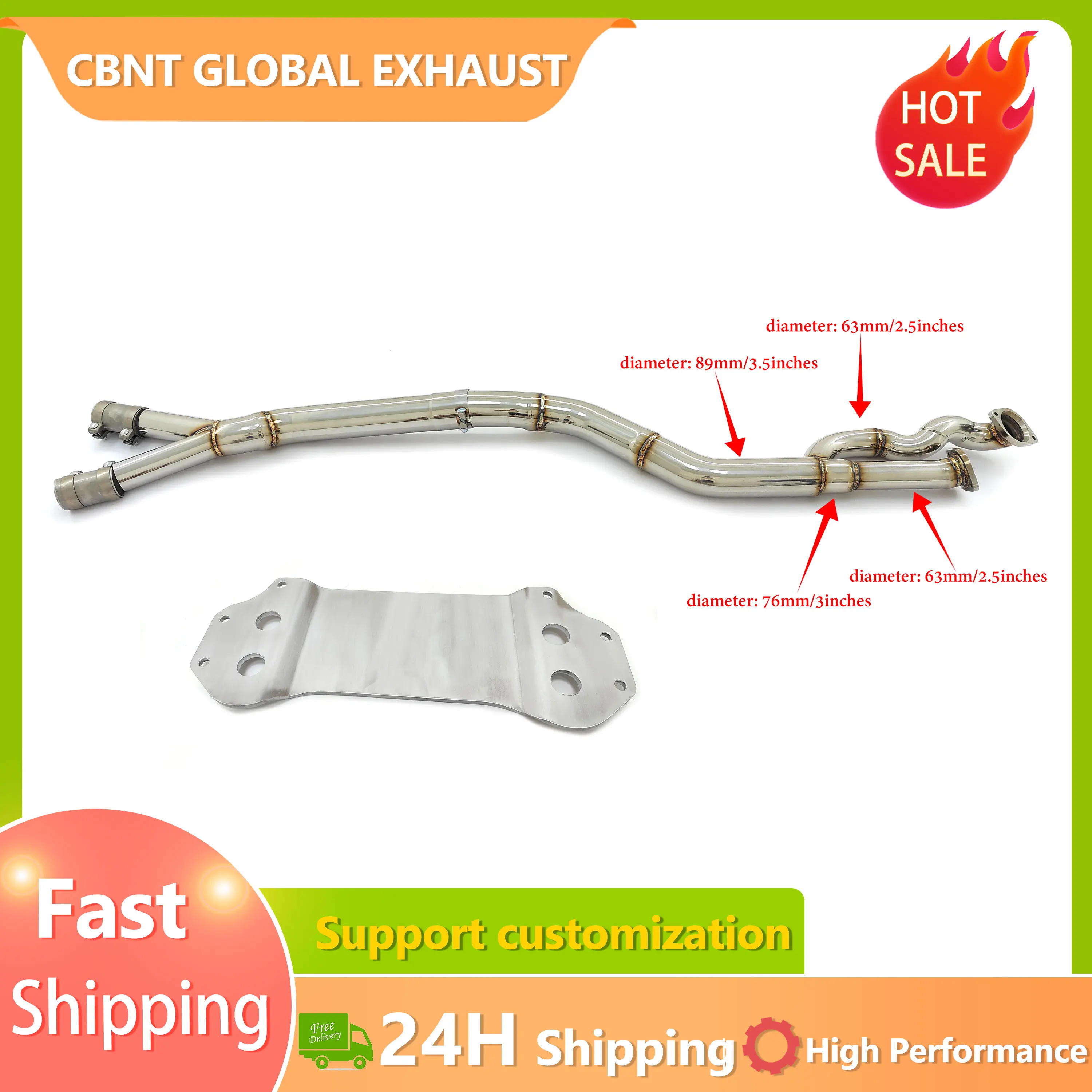 

CBNT Speedy Shipping Stainless Steel 89MM/3.5inches Single Midpipe for BMW S58 M3 G80 M4 G82 M2 G87 3.0T S Midpipe Exhaust Pipe