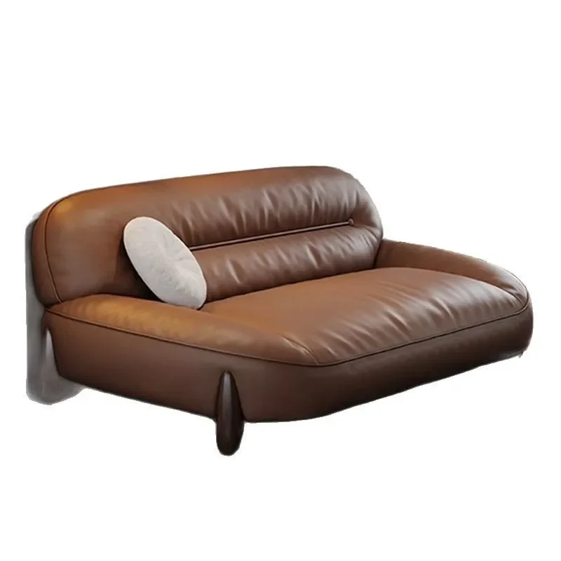 

Italian minimalist, retro cowhide, sofa living room, small apartment straight row, first-layer leather sofa