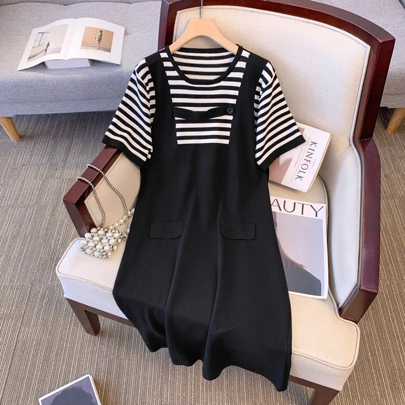 

Elegant casual Vintage Elegant Fake two-piece Spliced Evening High Street Plus Size Clothing women clothing