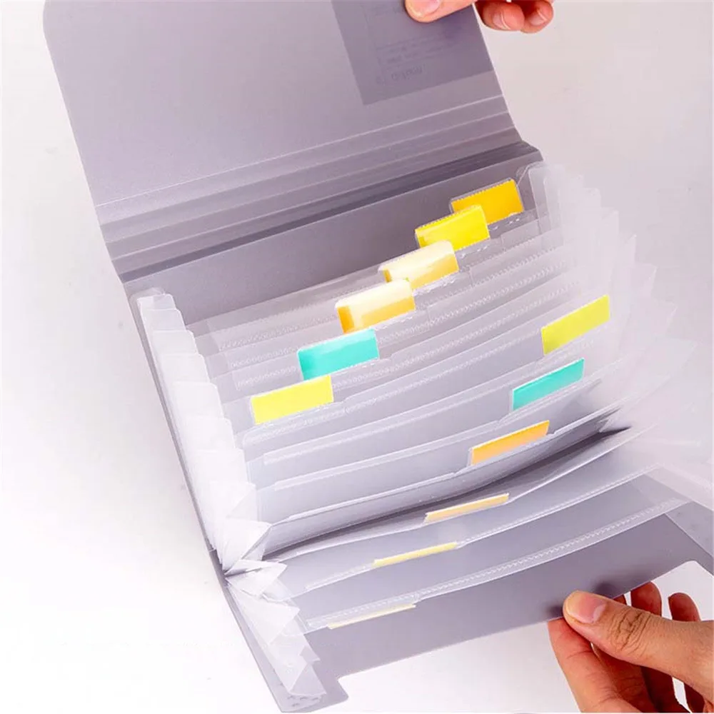 

Plastic A6 File Folder File Organizer File Expanding Wallet 13 Pockets Bill Folder Paper Holder Multi-function Office Supplies