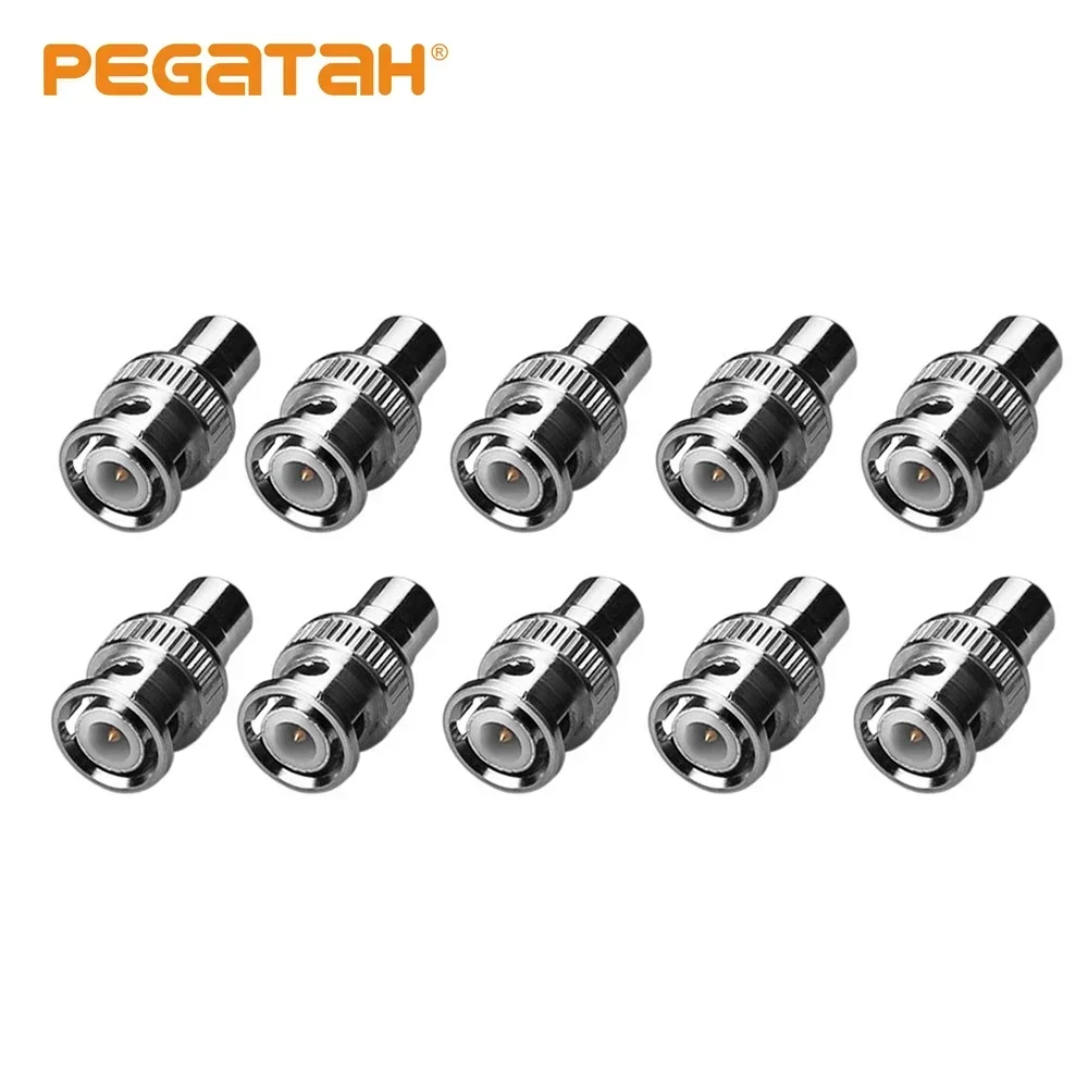 PEGATAH 2pcs/5pcs/10pcs JR-B9 BNC to RCA Connector Small and Short BNC Connector for AHD CCTV System