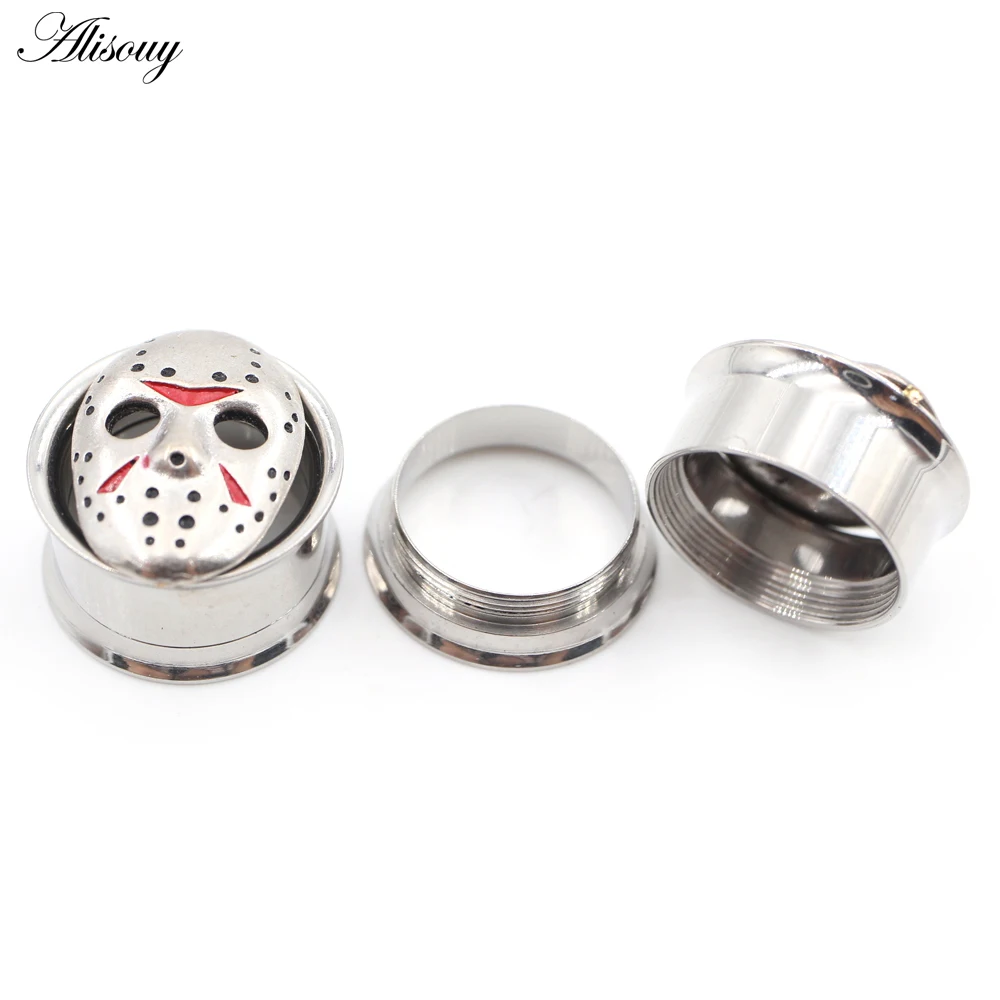Alisouy 1PC Stainless Steel Face Mask Snake Fang Ear Flesh Tunnels Plugs Expander Stretcher Flared Gauges Piercing Body Jewelry