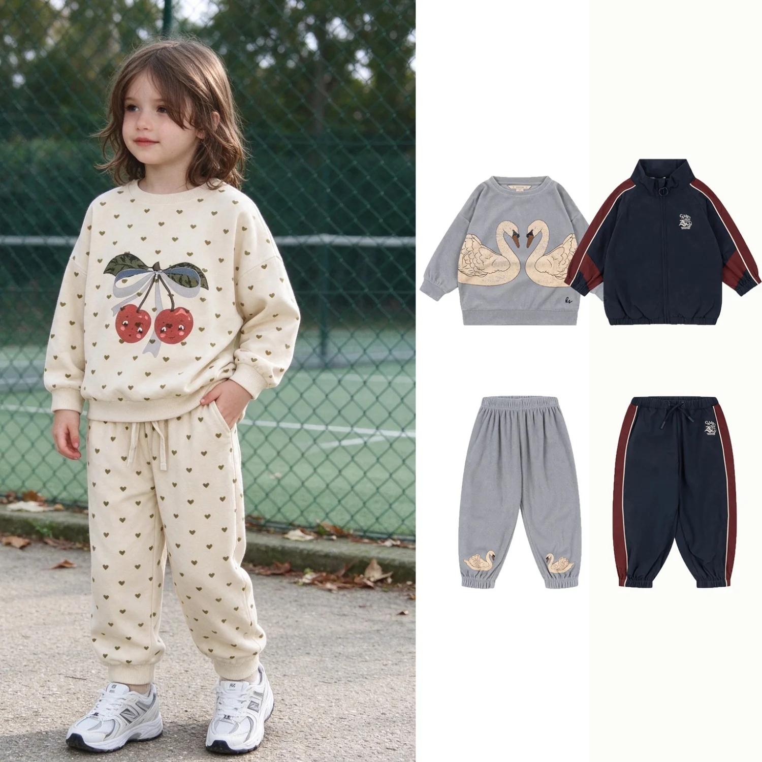 Designer Kids Autumn Sweatshirts and Pants Set Brands KS Cartoon Pull Over Tops and Sports Trousers Children Long Sleeve Clothes