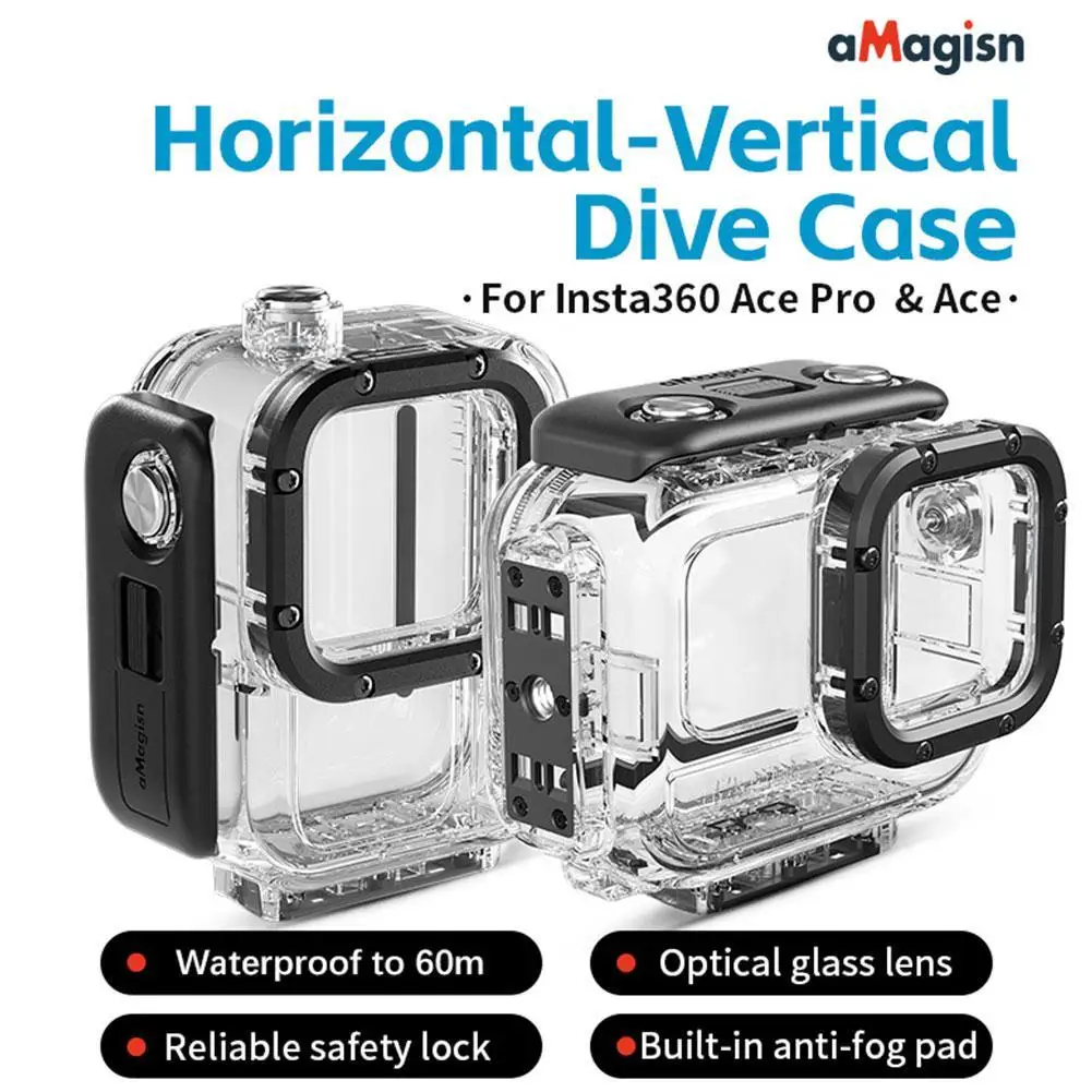 

Transparent Diving Case For Insta360 Ace Pro 60M Waterproof Horizontal/vertical Shooting Diving Shell Sports Camera Accessory