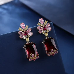 Luxury Cubic Zirconia Wedding Flower Earrings High Quality  Earrings Bridal Jewelry Accessories Birthday Gifts CE12171
