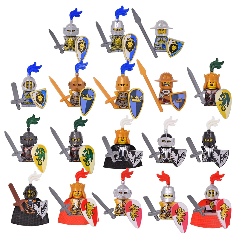 1PCS Medieval Military Figures Building Blocks Spartan Warrior Crusader Parts Knight Weapon Roman Sword Accessories Kids Toys