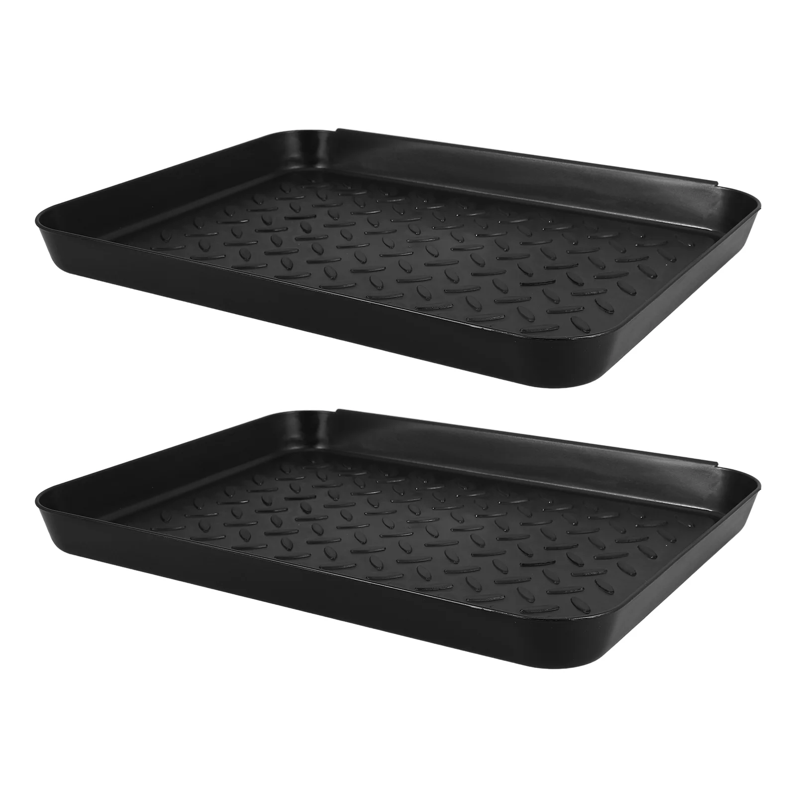 3 Pcs Plastic Shoe Tray Black Snow Mat Small Indoor Low Profile Thin Drip for Entryway Boot