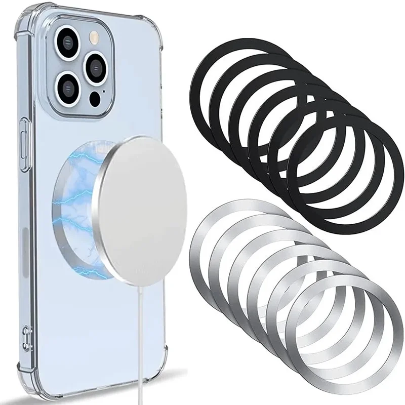 Carregador sem fio universal para celular, 1-5 peças, placa de metal, anel, para Magsafe iPhone 14 13, suporte magnético para celular, suporte para carro