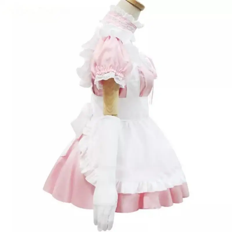 Sissy white double satin maid dress cosplay Halloween costume party customized