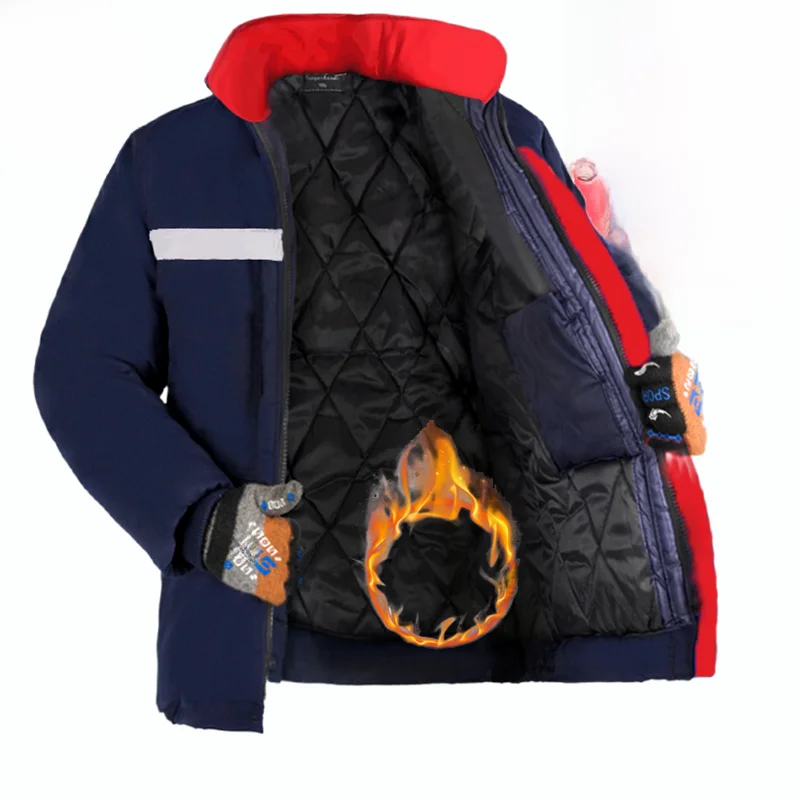 Giacca da Lavoro Invernale in Cotone Spesso da Uomo, Collo Alto, Vestibilità Ampia, Abbigliamento Protettivo per Lavoratori