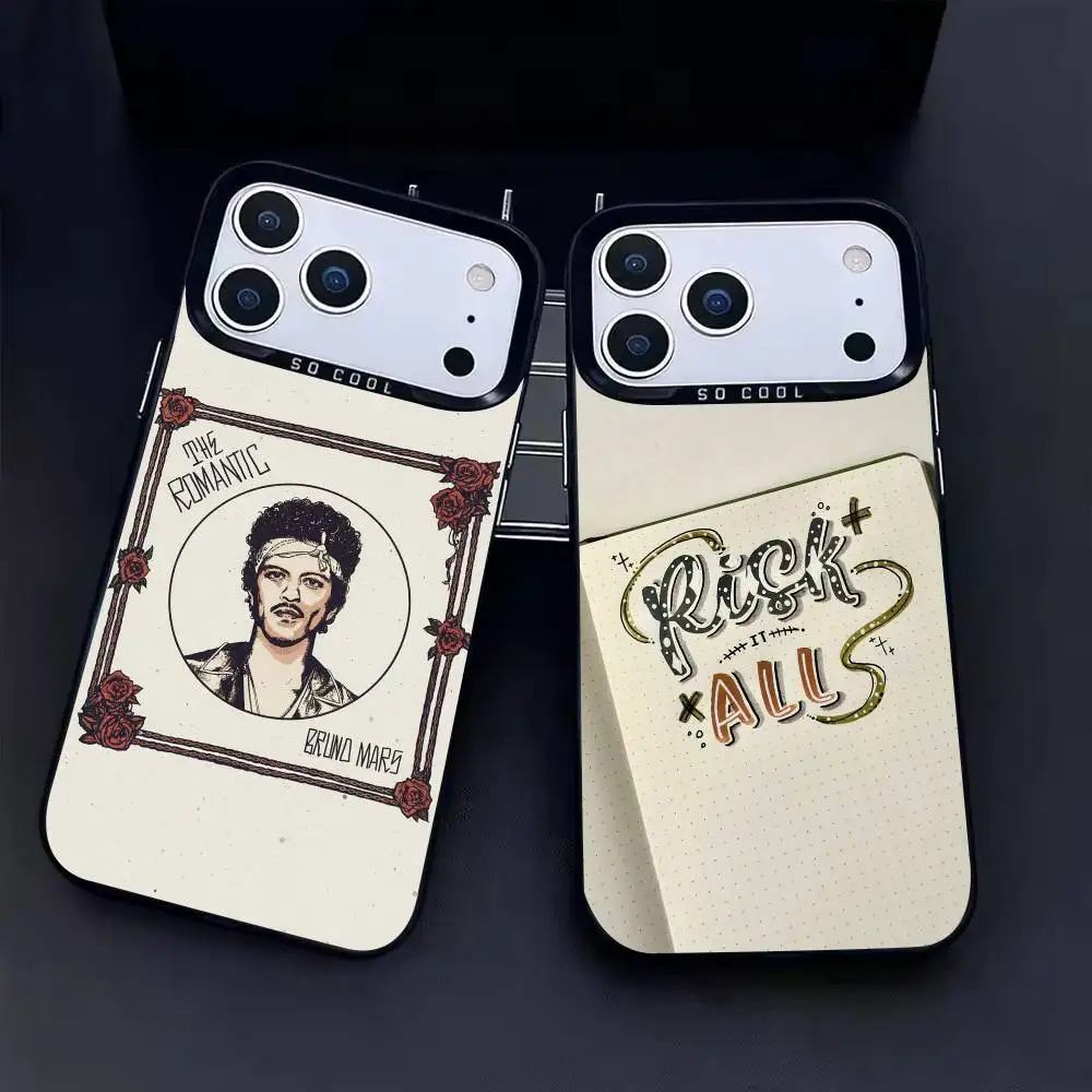 

B-Bruno Mars R-Risk lt All Phone Case For iPhone17, 16,15,14,13,12 Pro Max Black Candy Matte Shockproof Cover