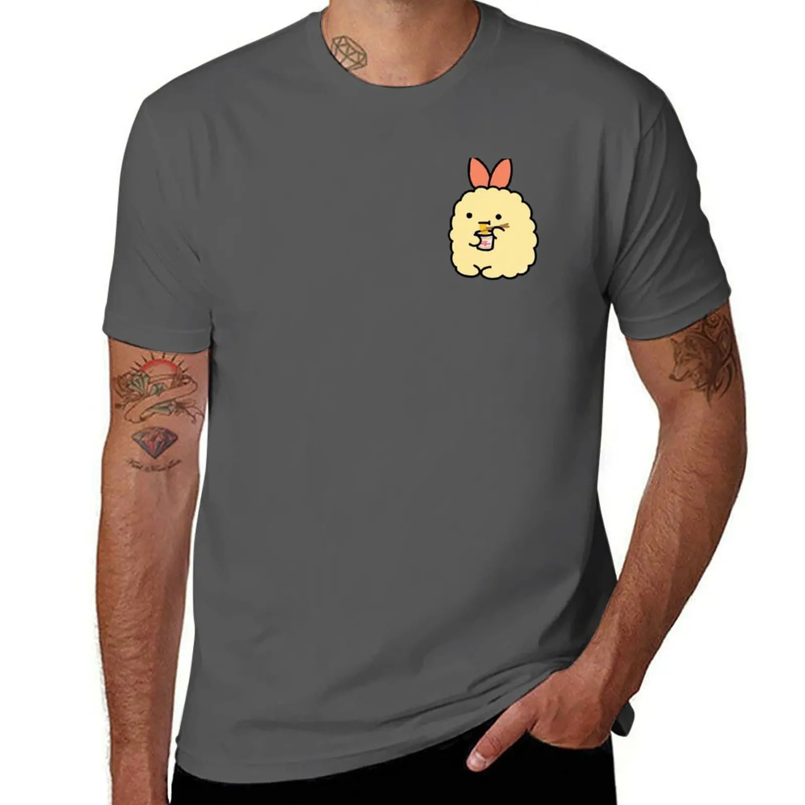 Ebi Fry Eats Cup Noodle Ramen camiseta hombre Camiseta pesada algodón impreso camisetas para hombre camisetas para hombre gráfico vintage camiseta