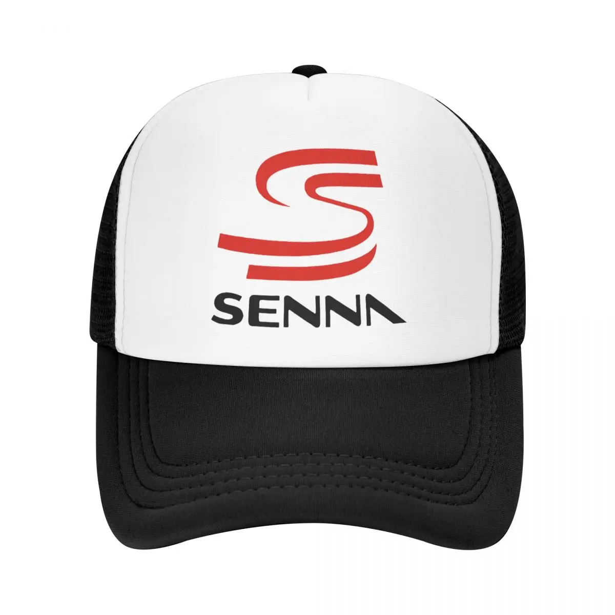 Ayrton Senna Logo Mesh Baseball Caps Unisex Fashion Trucker Hat Hats Breathable Polyester Sun Hats Summer Trucker Cap