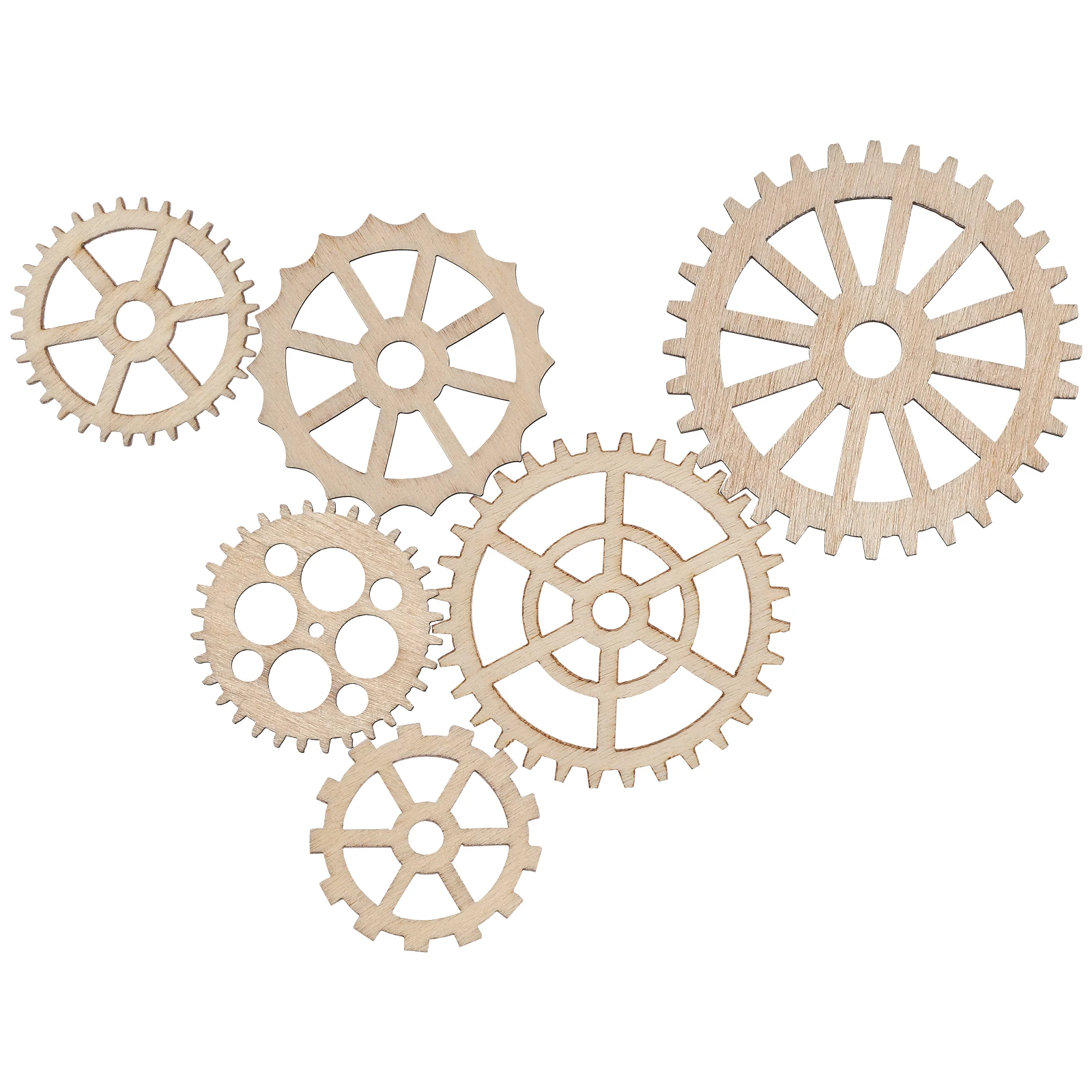 

50 Pcs Wooden Gear Slices Natural Hollow Out Supplies for Decor Wall Hanging Accessories